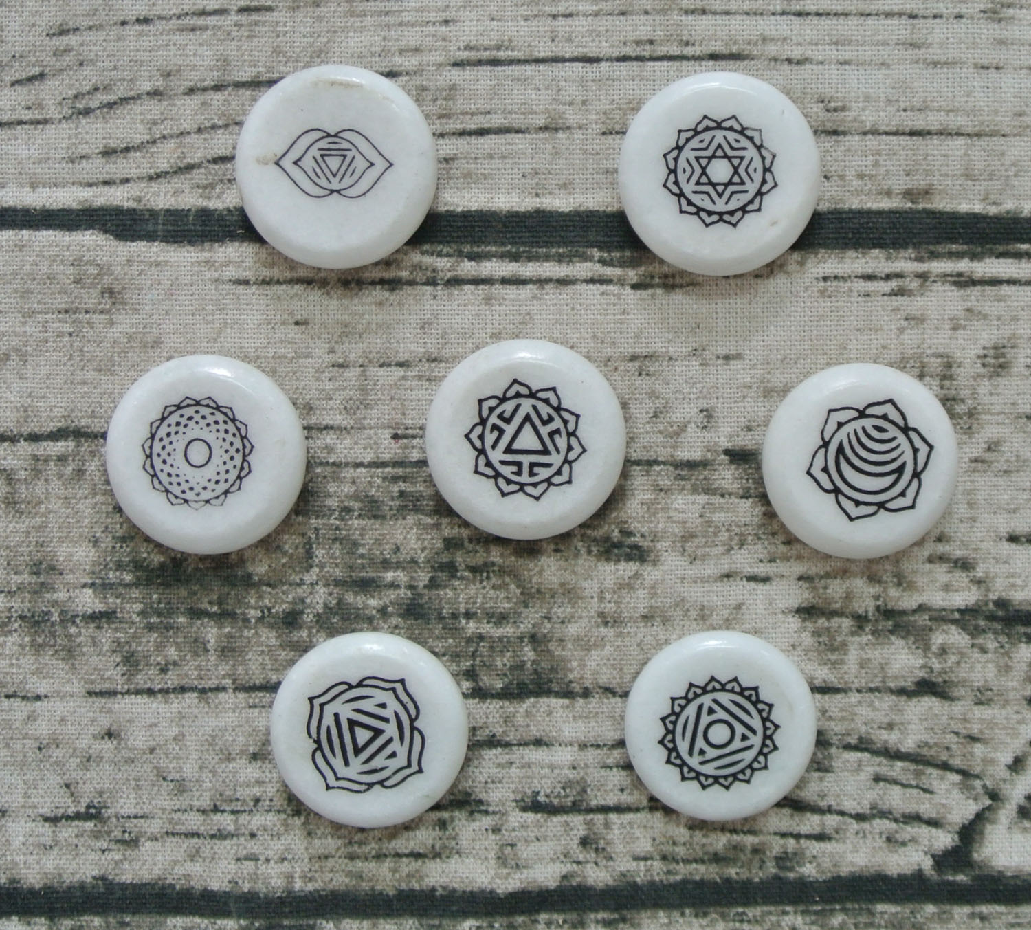 pocket stone natural white marble stone beads with custom printing